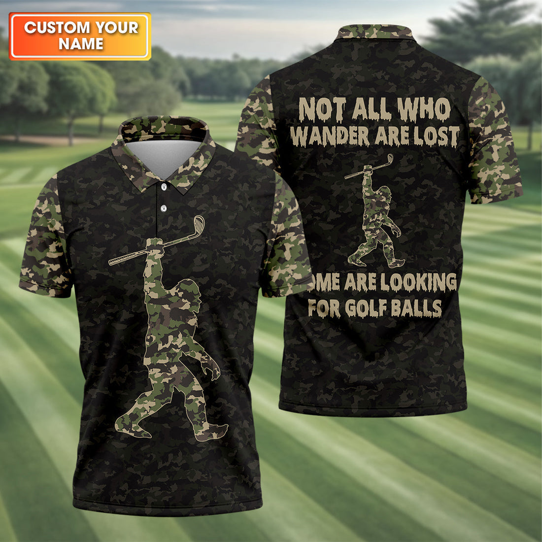 Funny Bigfoot Men's Golf Polo ShirtMens Golf Shirt, Funny Golf Shirt, Gift For Golfers