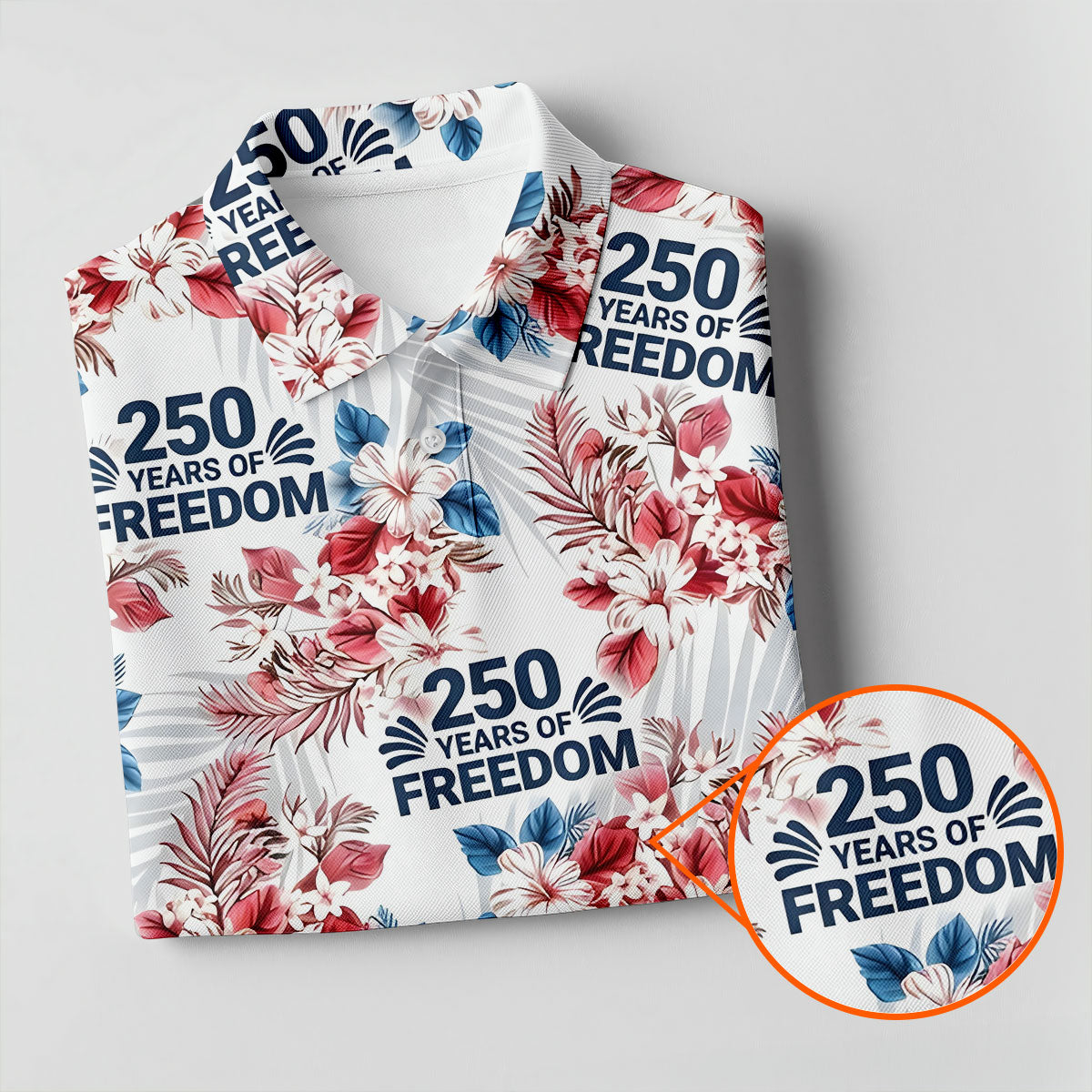 250 Years Of Freedom Tropical Vibe Retro Golf Shirt, Golf Tops For Men, 4th Of July Golf Shirts For Men