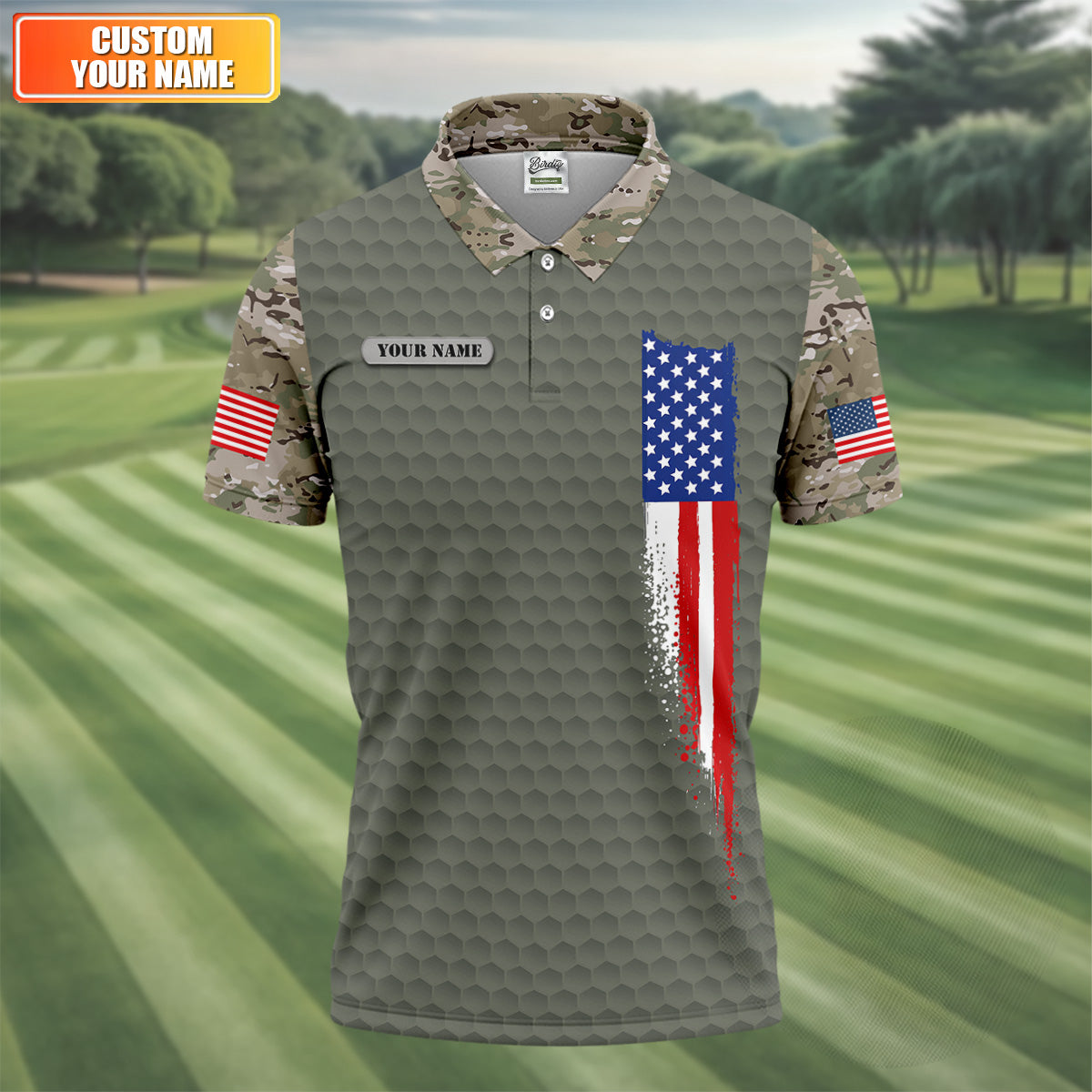 I Am A US Veteran American Flag Camo Golf Shirt, 250 Years 4th Of July Golf Shirts For Men