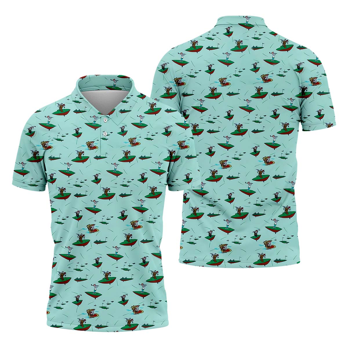 Playful Cartoon Golfer Golf Polo Shirtolf Gifts For Men, Golf Gift Ideas