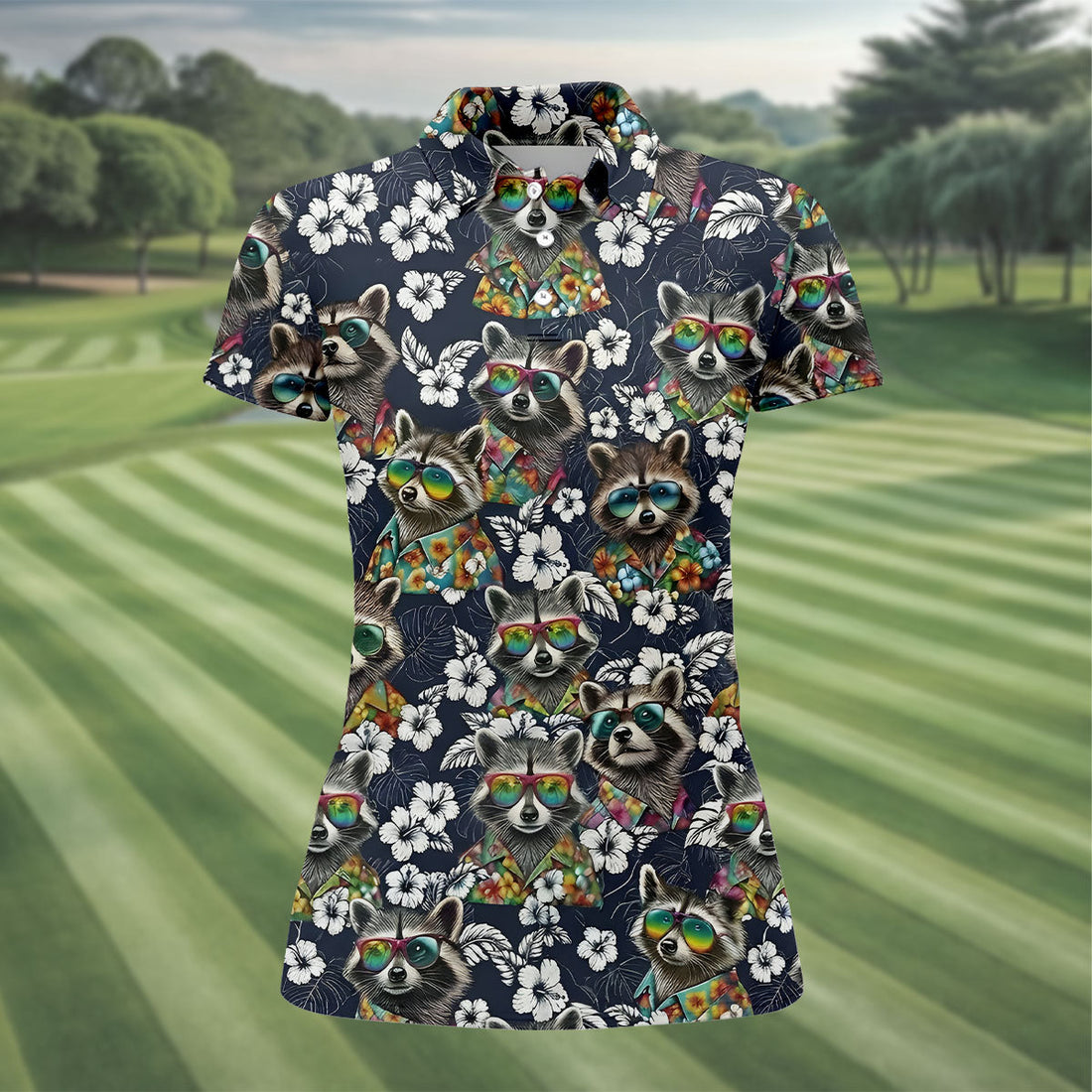Raccoon Sunglasses Floral Tropical Hawaiian Shirt, Shirt For Women, Tropical Button Up Shirt