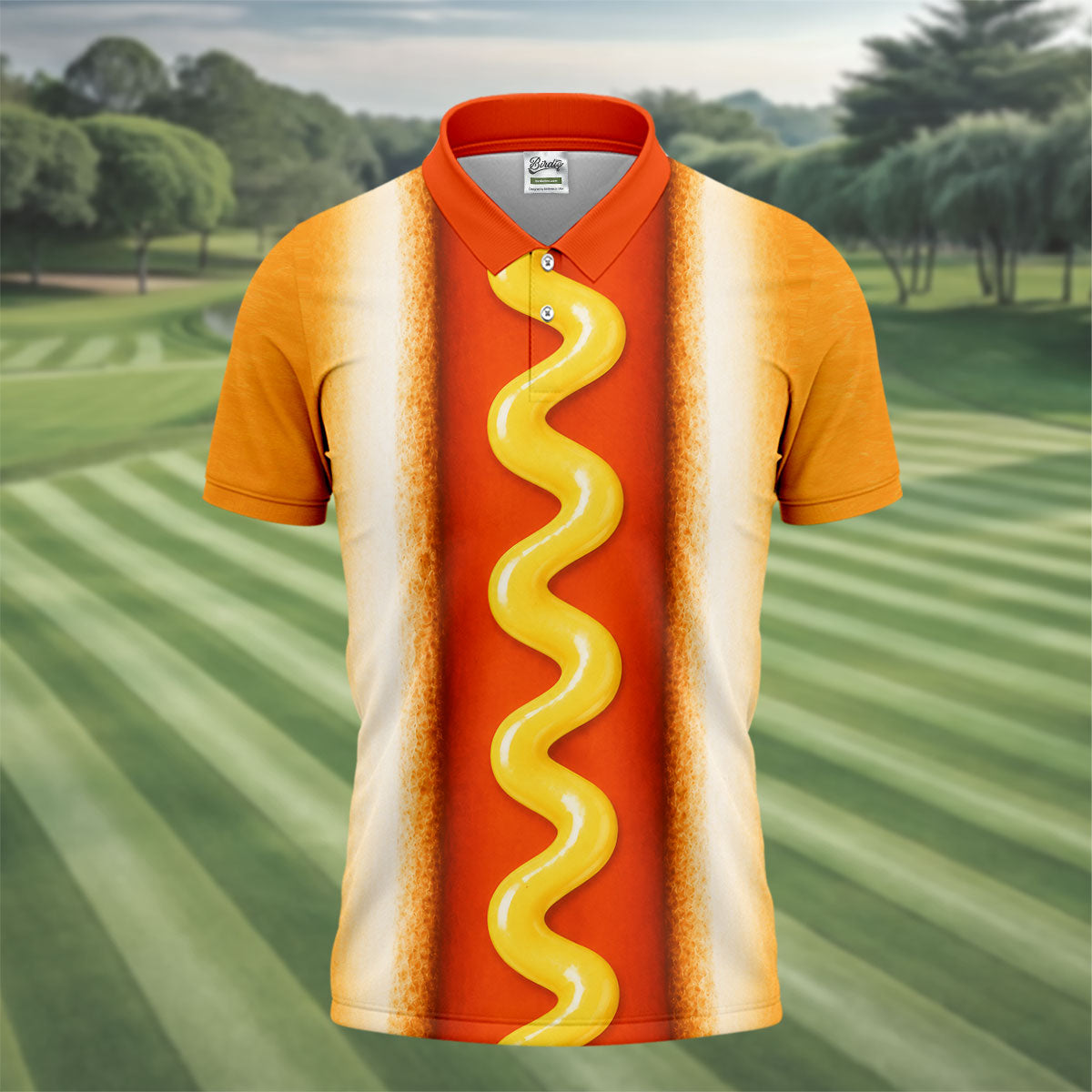 Hot Dog Suit Golf Shirt, Humorous Food Lover Pattern, Golf Shirt For Men