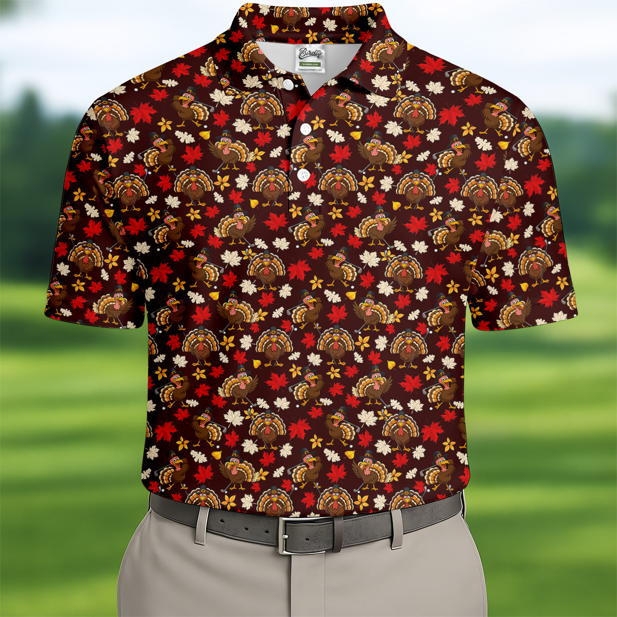 Funny Thanksgiving Turkey Golf Pose Golf Tops For Men, Polo Shirtor Men, Golf Gift For Men
