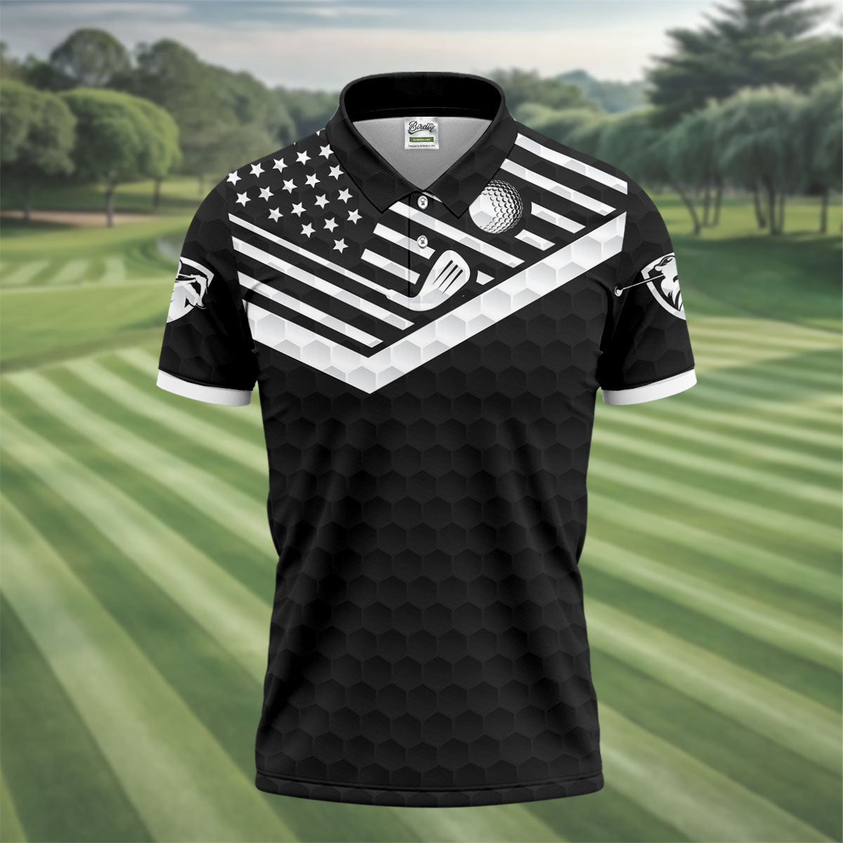 Best Dad By Par US Flag Pattern Father's Day Golf Shirt, Golf Gift For Dad, Personalized Gifts For Dad
