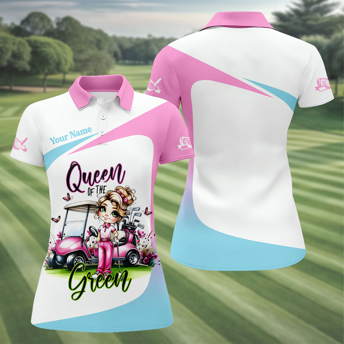 Queen Of The Green Custom Funny Womens Golf Polo ShirtLadies Golf Shirts, Best Golf Shirts
