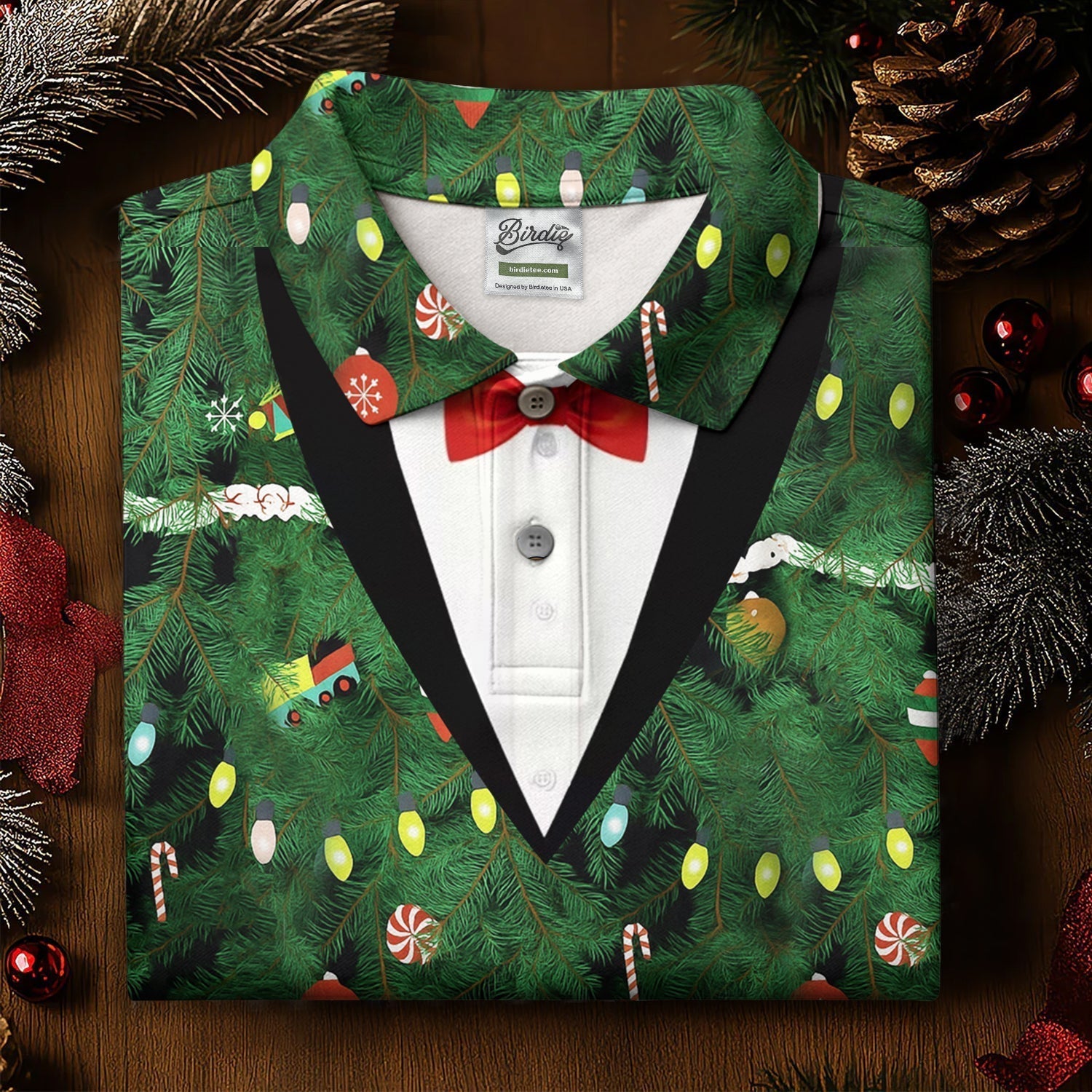Christmas Tree Needles Green Festive Women Golf Top, Christmas Golf Shirt, Ladies Golf Tops