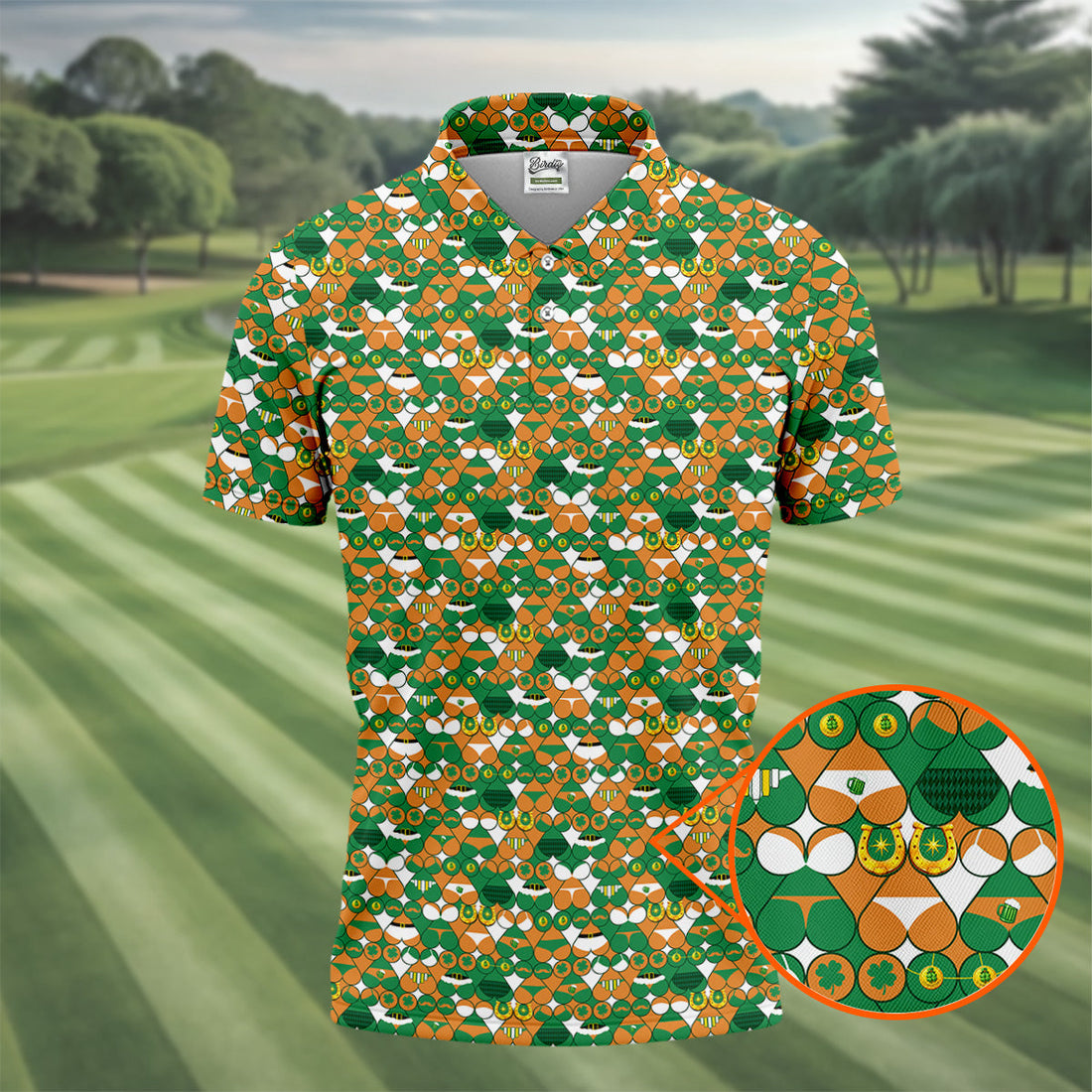 Naughty Fun Adult Humor St Patrick's Day Golf Shirt, Green Orange White Polo ShirtFor Men