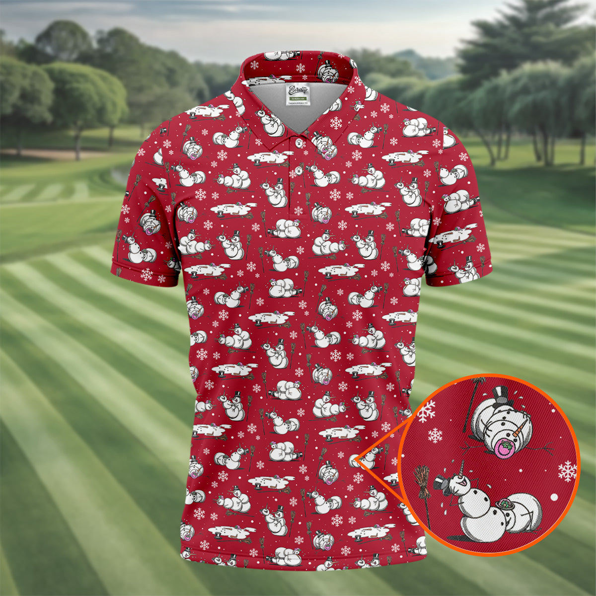 Funny Snowman Naughty Couple Red Golf Shirt, Christmas Golf Shirt, Golf Gift For Him, Polo ShirtFor Men