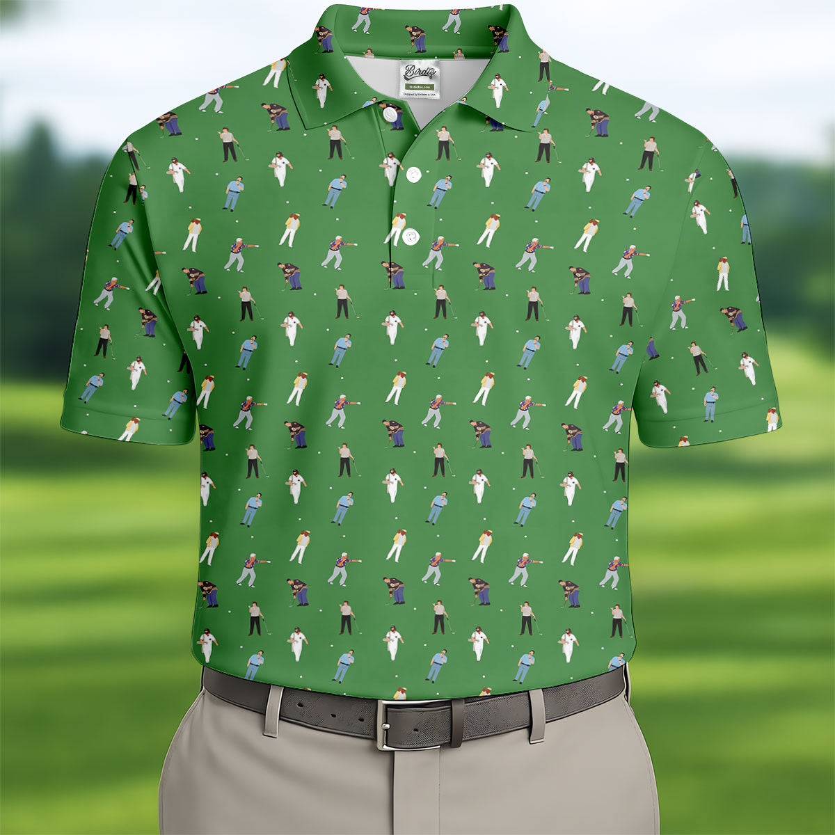 Sports Comedy Characters Golf Pose Green Golf Shirt, Golf Shirts For Men, Polo ShirtFor Men