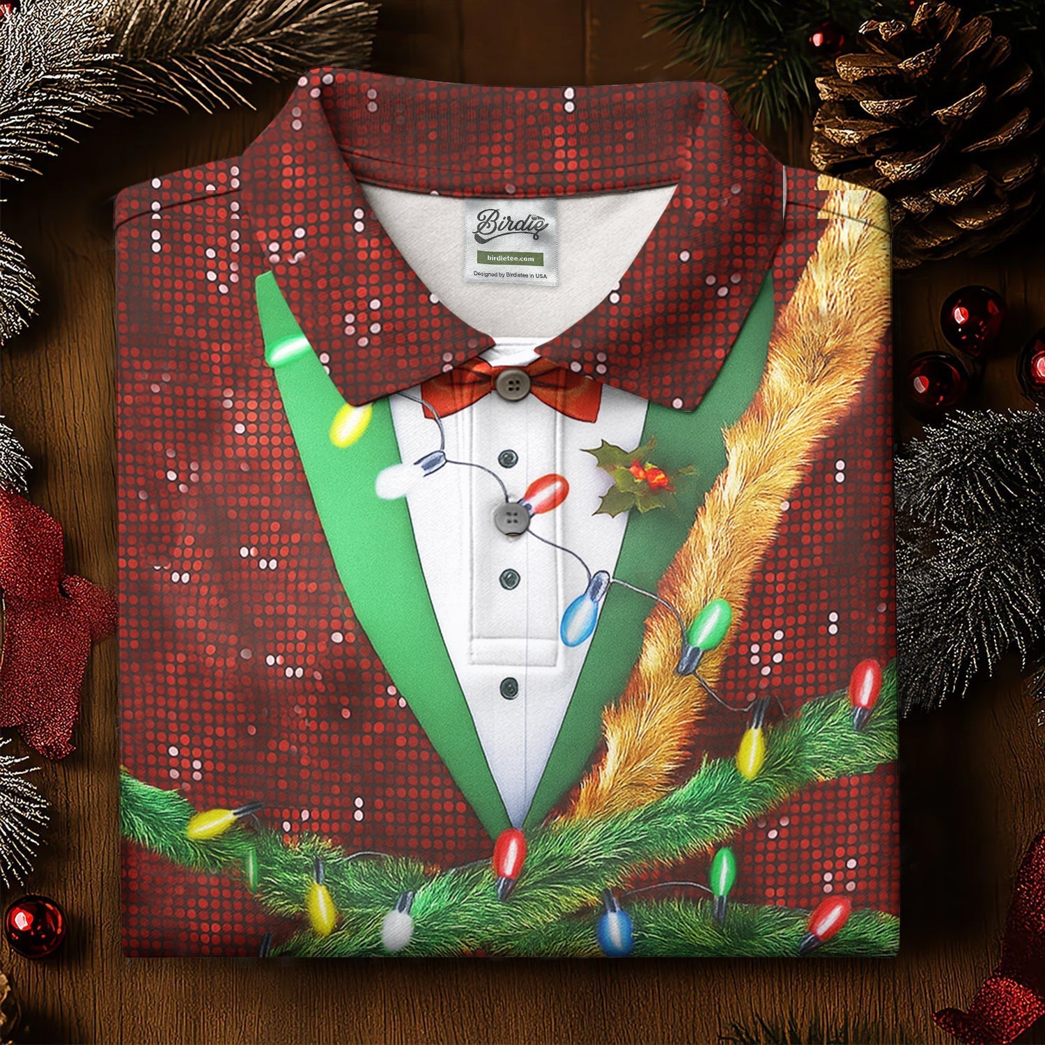Christmas Lights Disco Ball Pattern Men's Golf Polo Shirttmas Golf Shirt, Golf Gift For Men