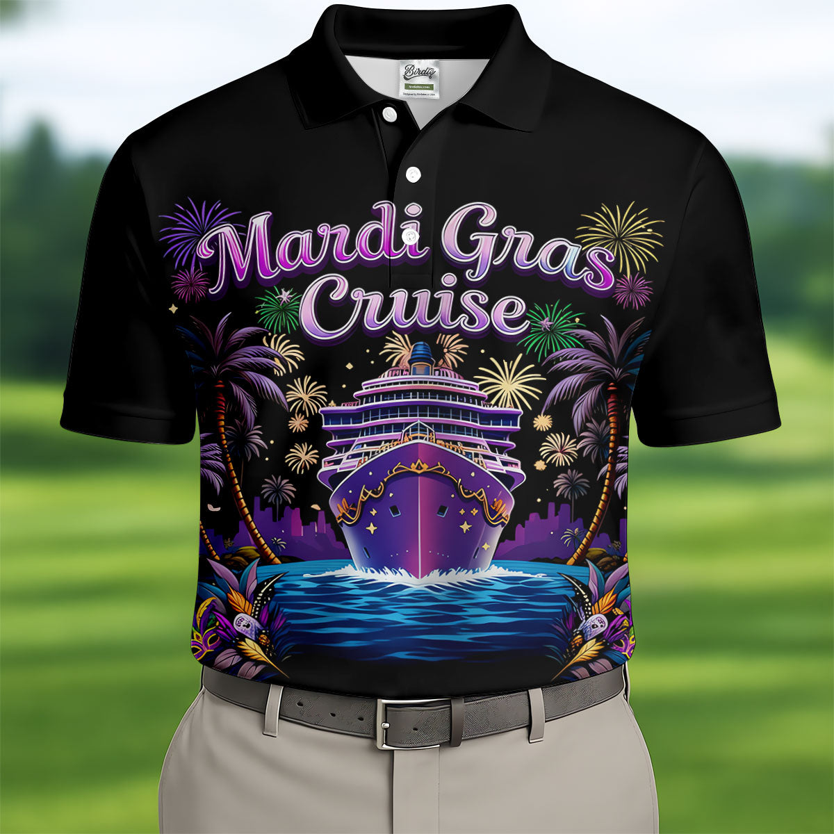 Mardi Gras Cruise Festive Theme Golf Tops For Men, Polo ShirtFor Men, Golf Shirts For Men