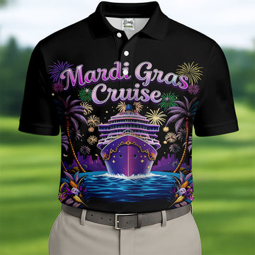 Mardi Gras Cruise Festive Theme Golf Tops For Men, Polo ShirtFor Men, Golf Shirts For Men