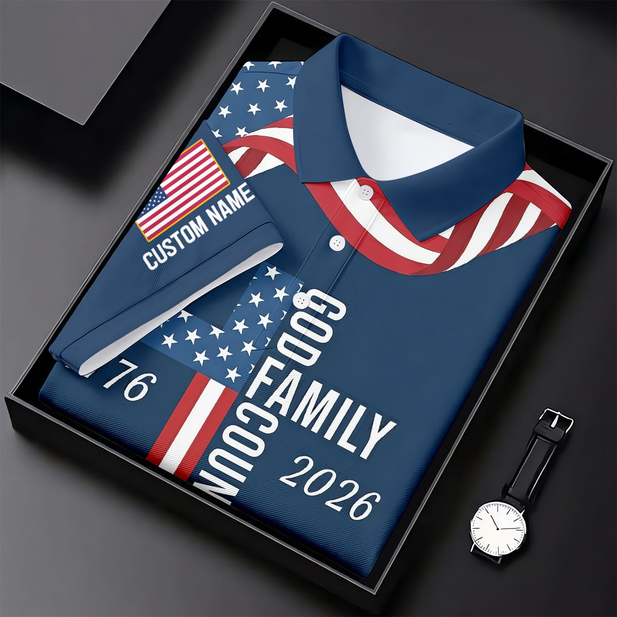 God Family Country Faith Cross 250 Years Of Blessing US Flag Golf Shirt, Golf Shirt For Women