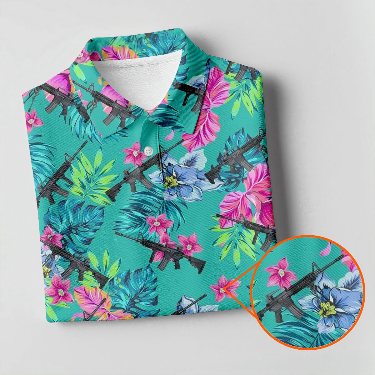 Hawaiian Floral With Army Theme Golf Shirts For Men, Polo ShirtFor Men, Golfing Apparel