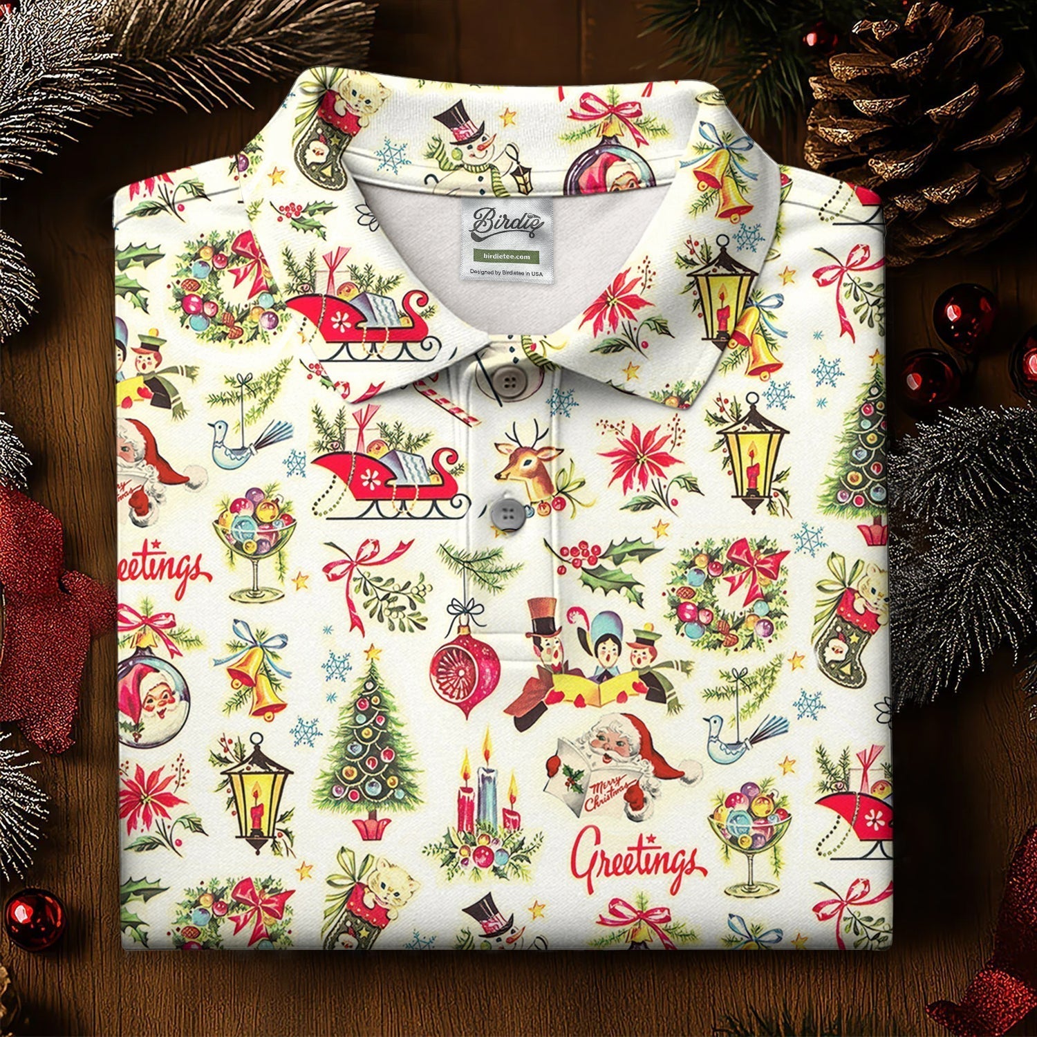 Snowman Santa Greetings Christmas Golf Tops, Women's Christmas Golf Polos Shirt, Ladies Golf Apparel
