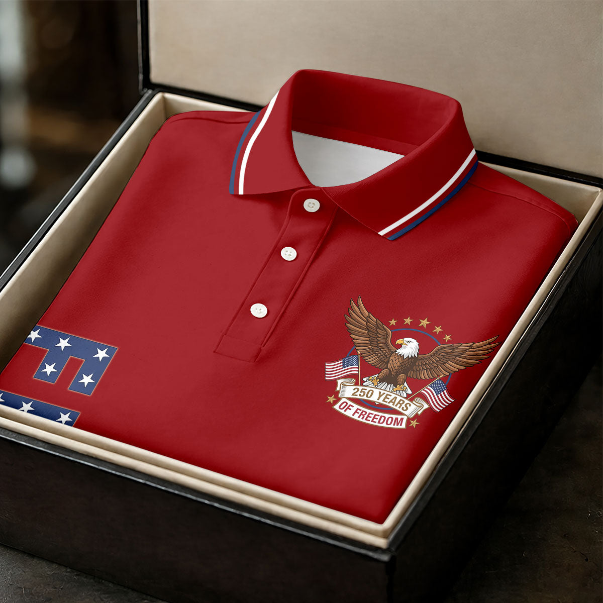 250 Years Of Freedom US Flag Logo Red Golf Shirt, Patriotic 4th Of July Golf Shirt For Women