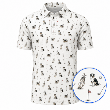 Funny Australian Shephard Golf Shirt, Australian Shephard Pattern Golf Polos, Dog Lover Golf Gift