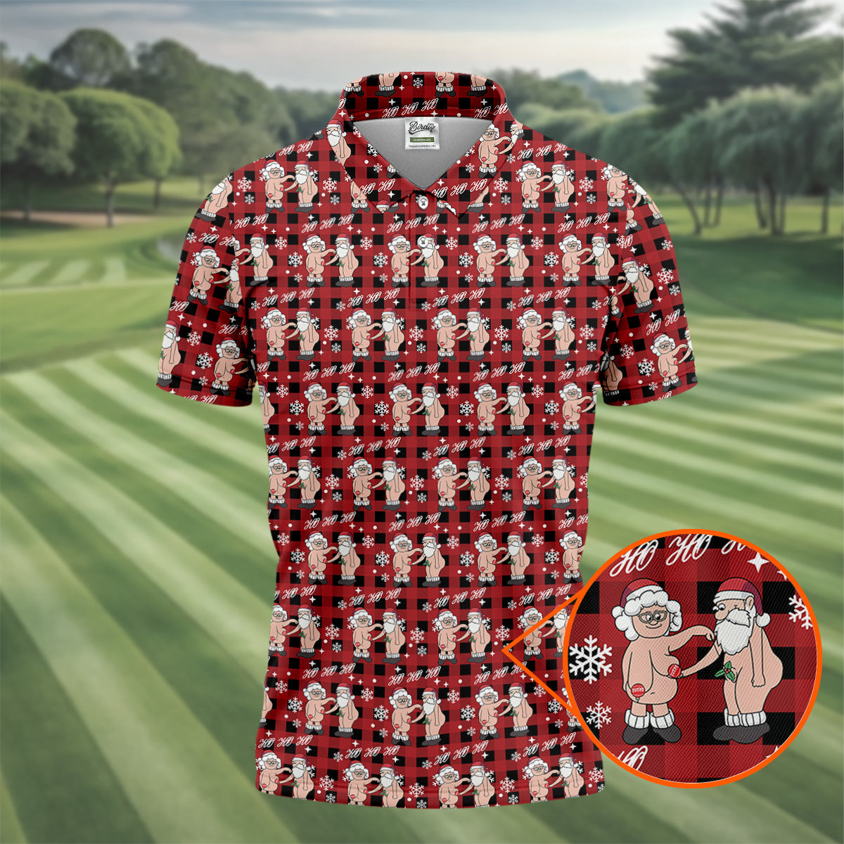 Ho Ho Ho Naughty Couple Funny Santa Christmas Golf Shirt, Fun Golf Shirts For Men, Polo Shirtor Men