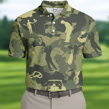 Golf Pose Camo Golf Shirt, Golf Tops For Men, Golf Shirts For Men, Golf Gift For Men