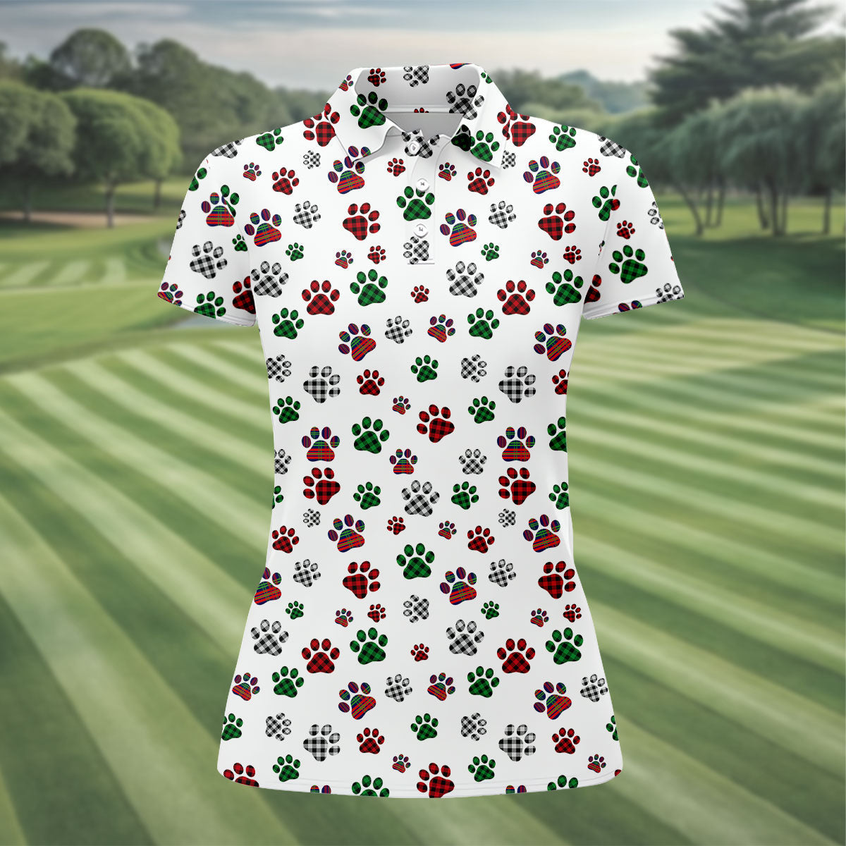 A Heartbeat At My Feet Paw Print Polo ShirtLover Gift, Ladies Golf Shirts, Golf Gifts For Women