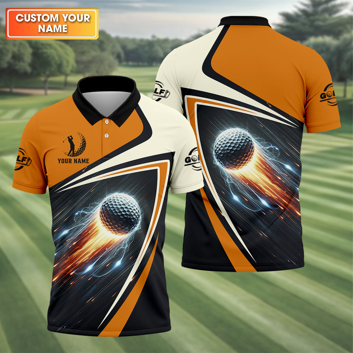 Custom Golf Ball Men's Golf Polo ShirtGolfing Apparel, Golf Gifts For Men