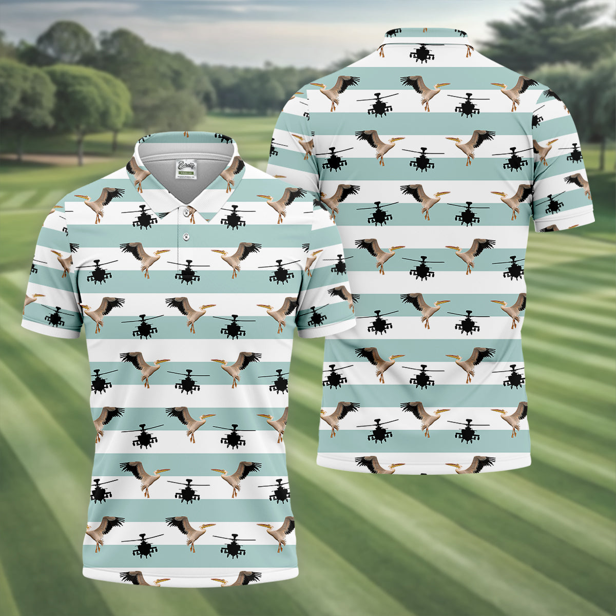 Funny Pelicans Golf Polo ShirtMens Golf Gift, Mens Tropical Shirts