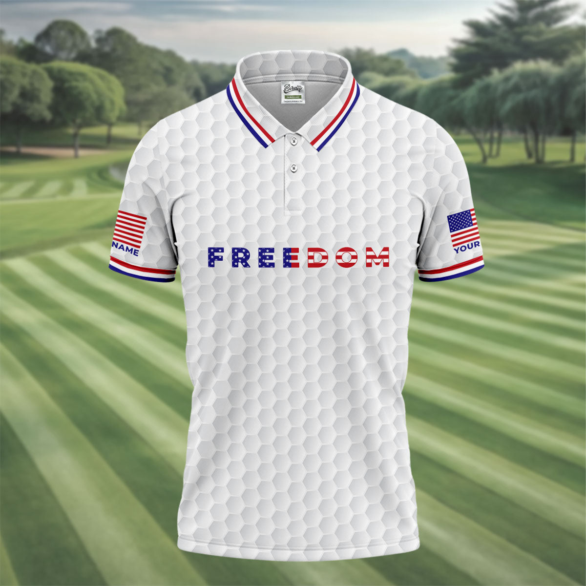 Freedom American Bald Eagle 250th Anniversary White Golf Shirt, Patriotic 4th Of July Golf Shirts For Men