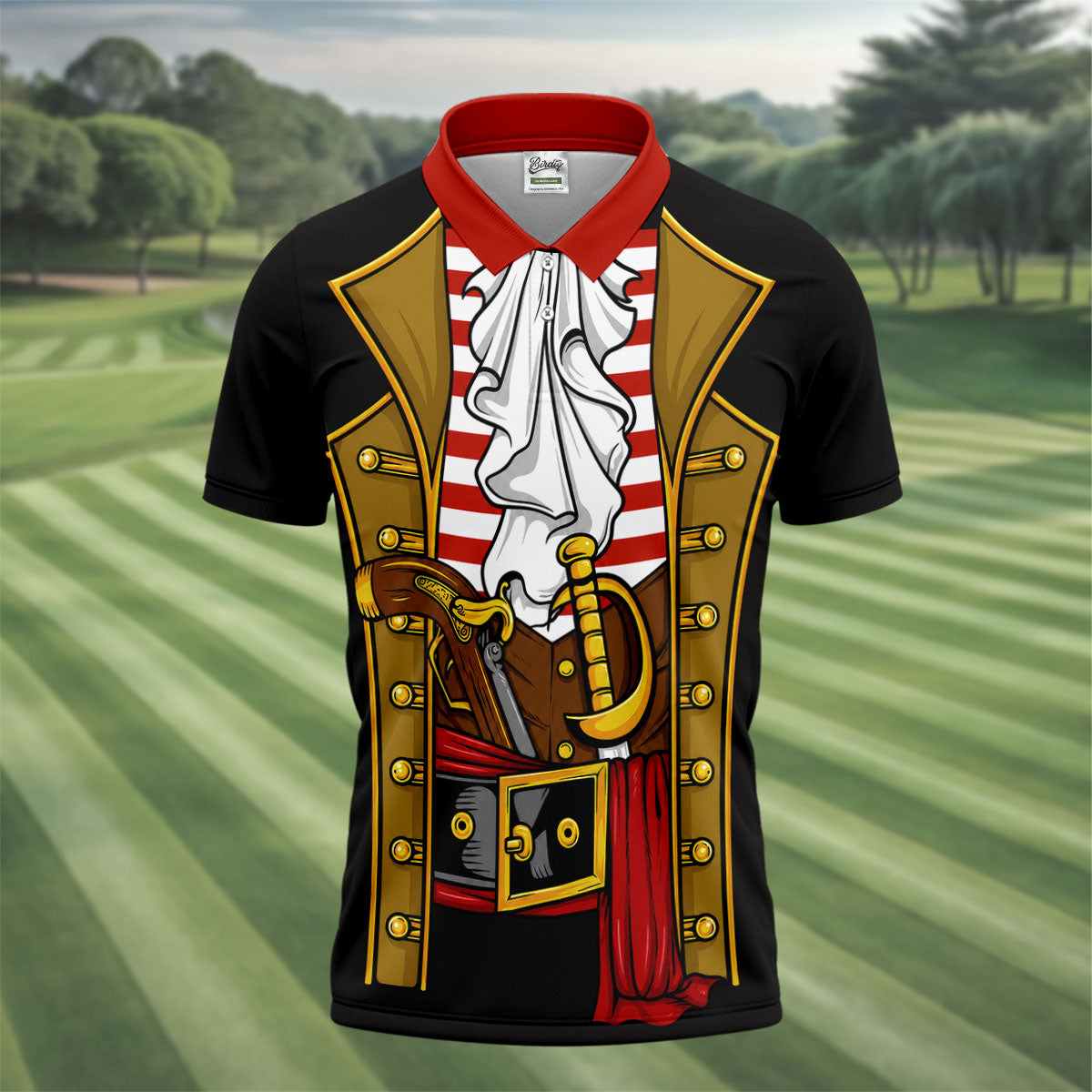 Pirate Captain Outfit Golf Shirt, Swashbuckler Costume Design, Golf Shirt For Men