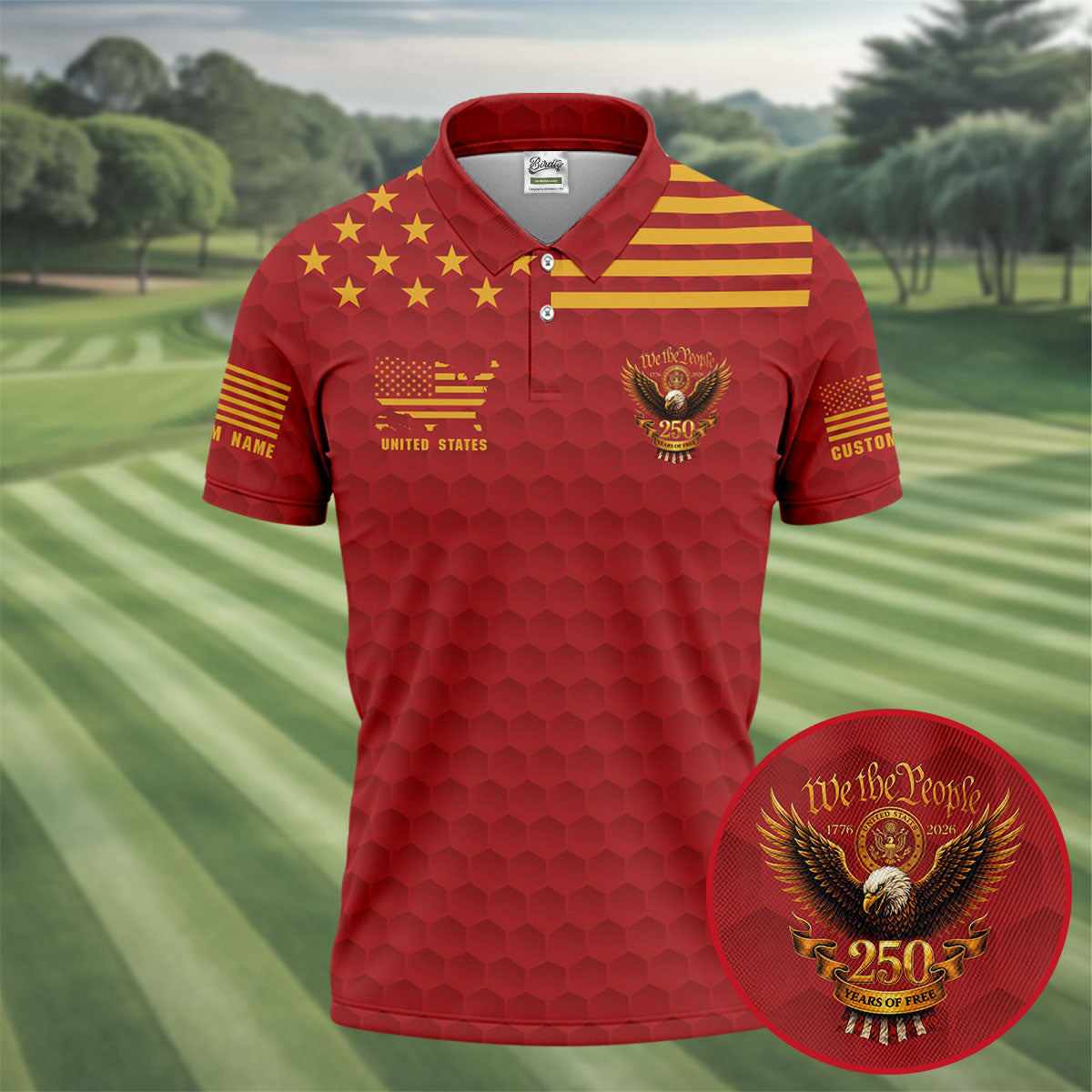 Marine Veteran We The People 250 Years Of Free 4th Of July Golf Shirt, Golf Shirts For Men