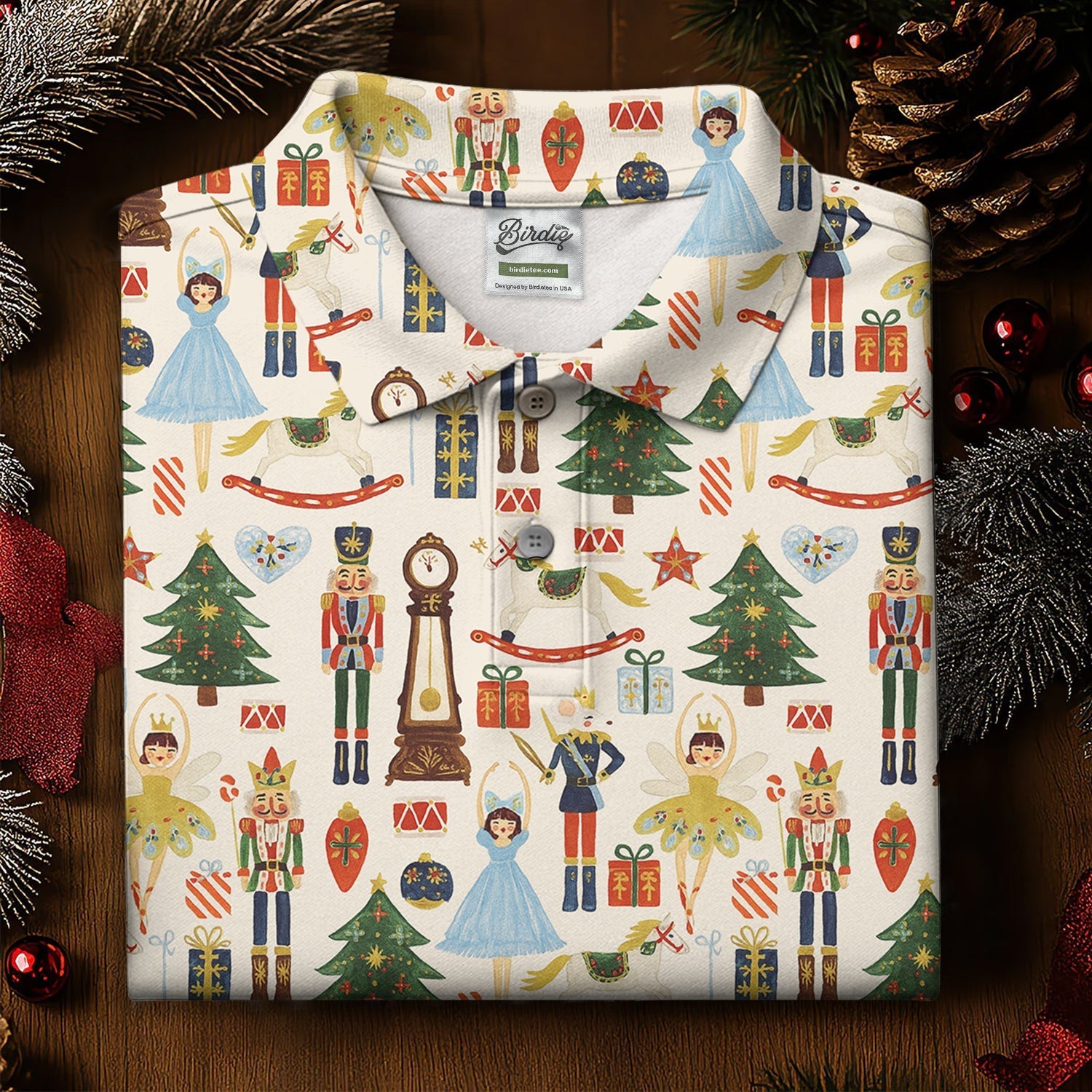 Vintage Nutcracker Christmas Golf Shirt, Men's Golf Polo Shirte Golf Outfit, Golf Gift For Men