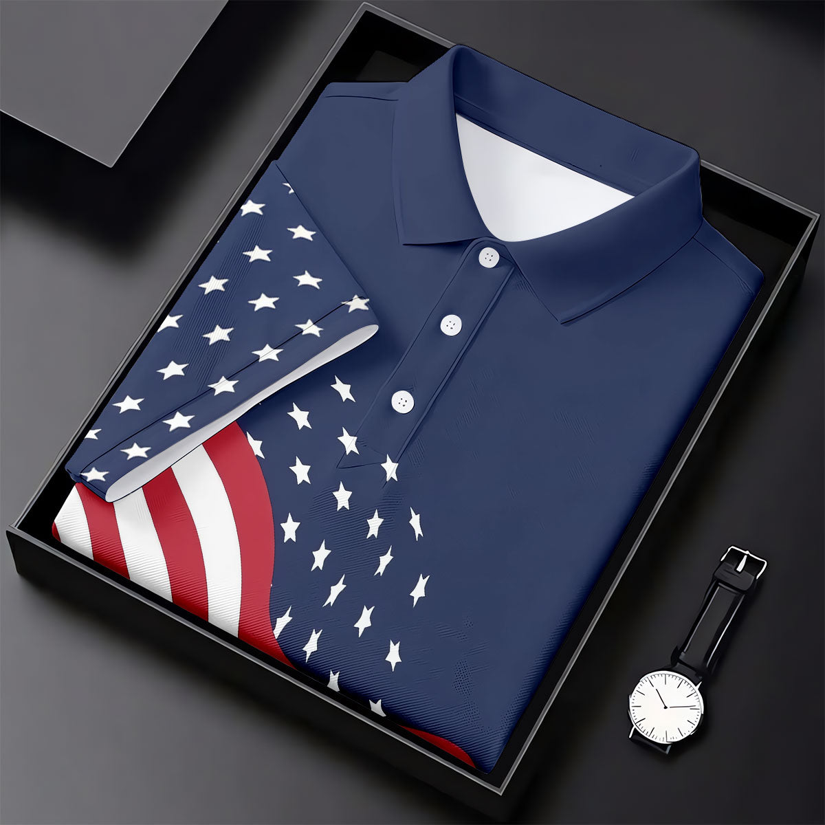 Red White Blue Wavy Stripes And Stars 4th Of July Patriotic Golf Shirt, 250 Years Golf Shirt For Women