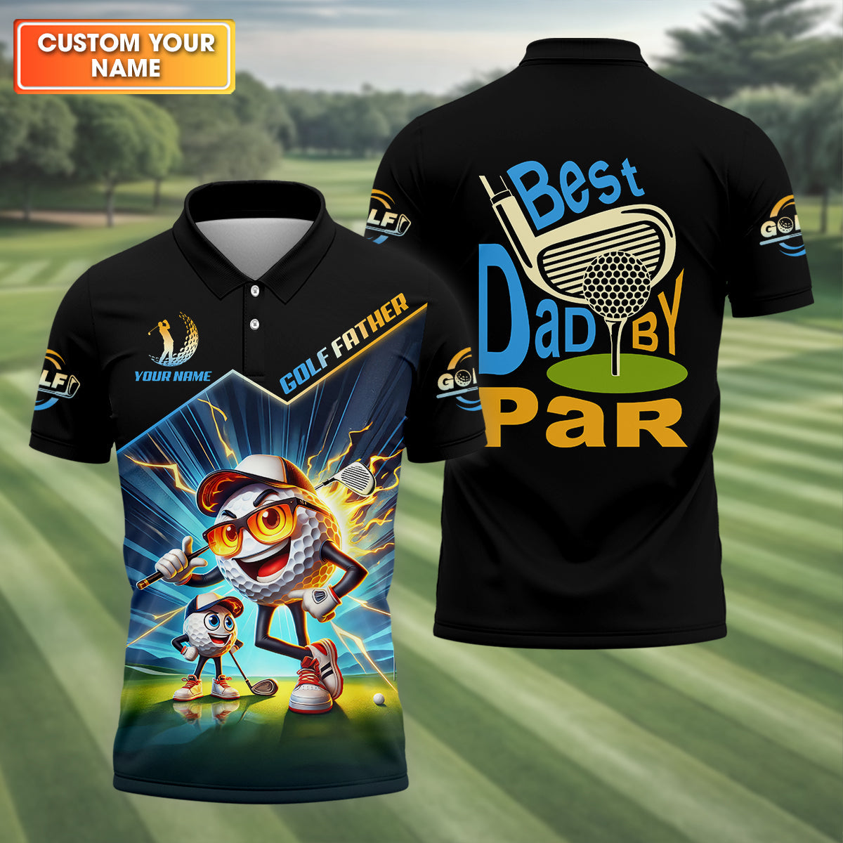 Best Dad By Par Golf Father Custom Men's Golf Polo ShirtFunny Golf Shirt, Christmas Golf Gift