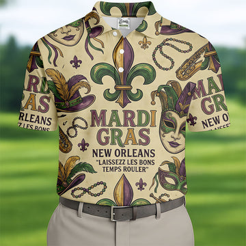 Mardi Gras New Orleans Fleur De Lis Carnival Hat Men's Golf Polo Shirtlf Shirts For Men