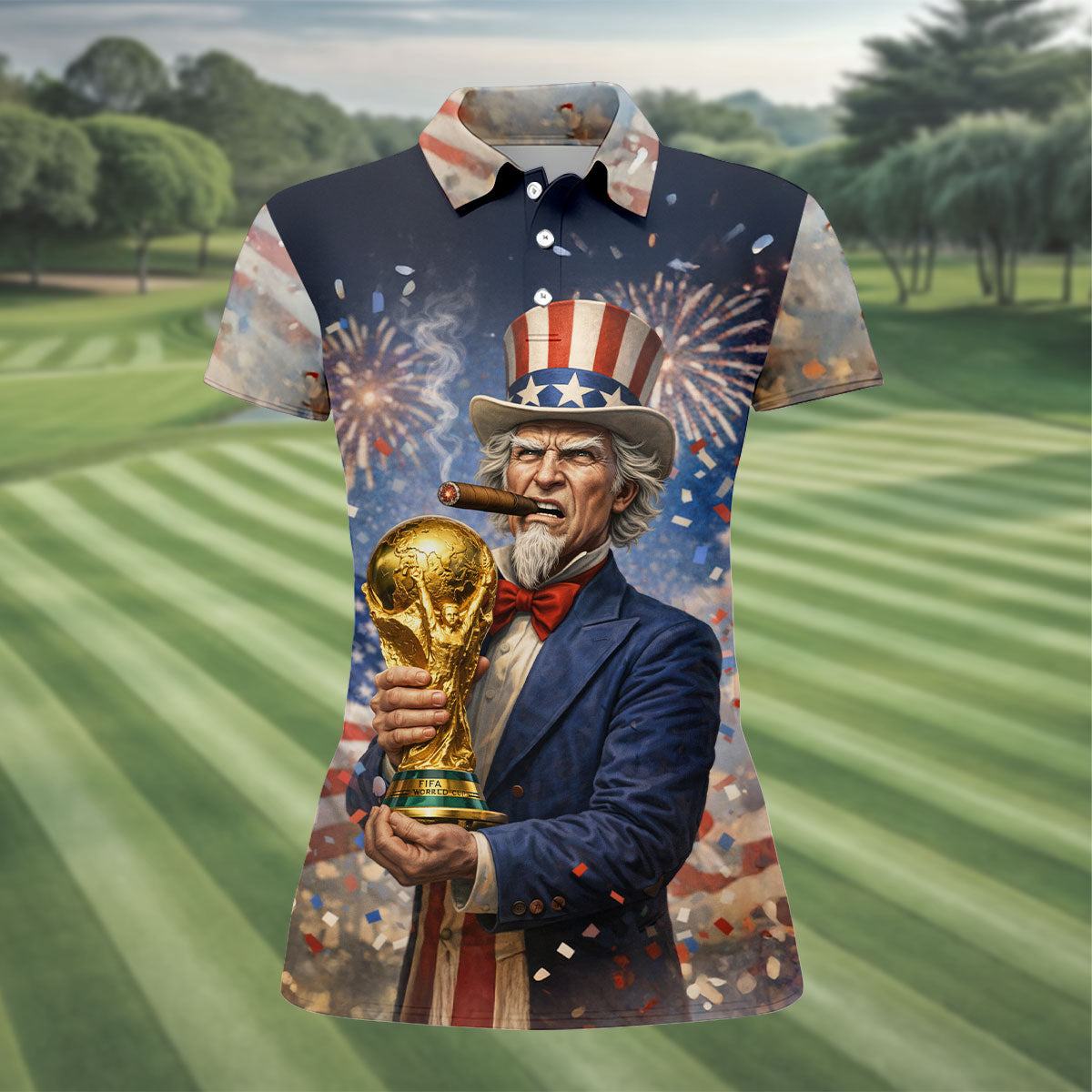 Patriotic American Sport Polo, American Football Shirt, Game Day Football Theme Women's Green Polo Shirts