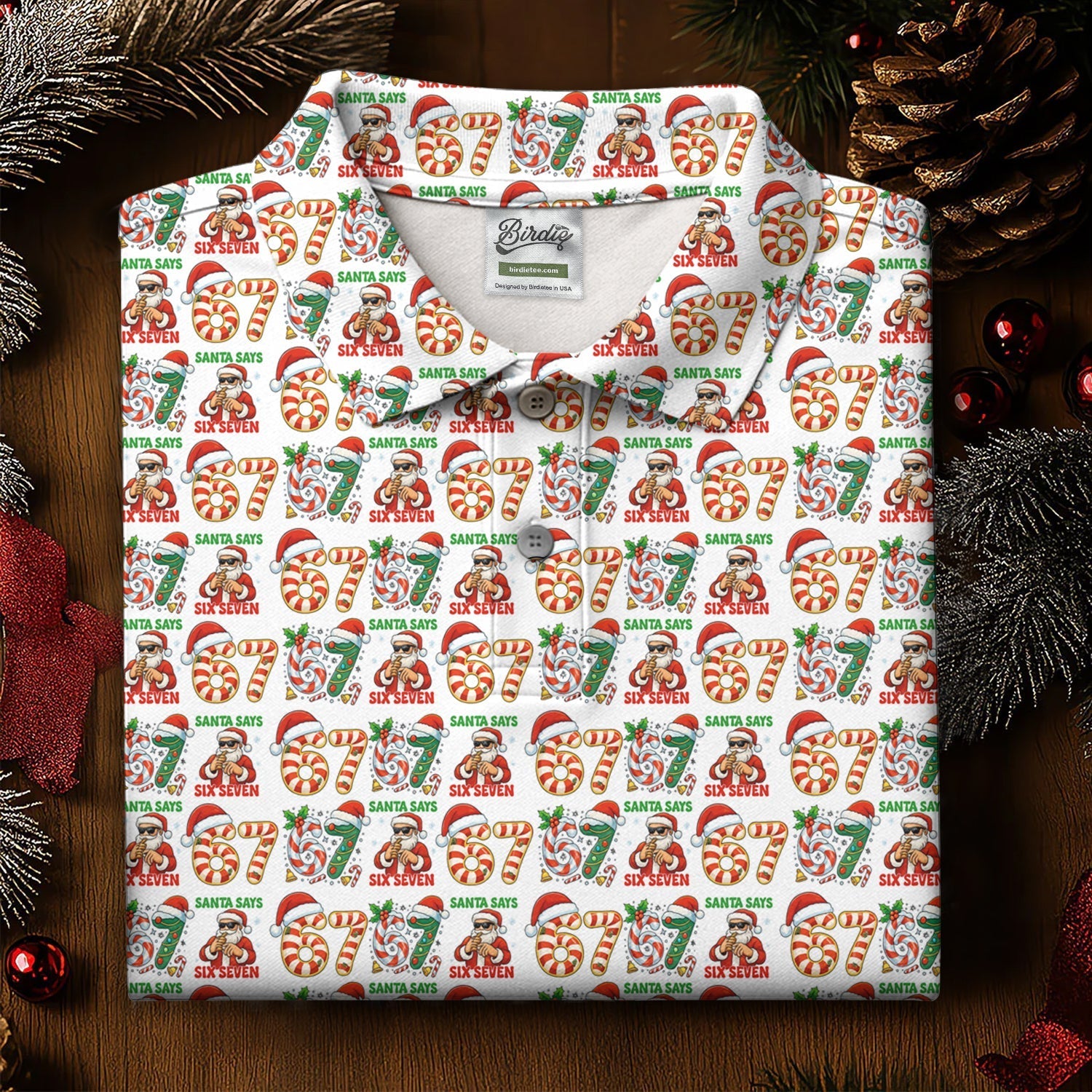 Santa Says Six Seven Funny Christmas Golf Shirt For Men, Christmas Golf Tops, Men Golf Apparel