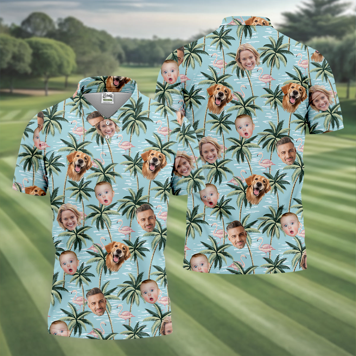 Pink Flamingo Hawaiian ShirtCustom Team Shirt, Green Polo Shirtest Gifts For Men Golfers