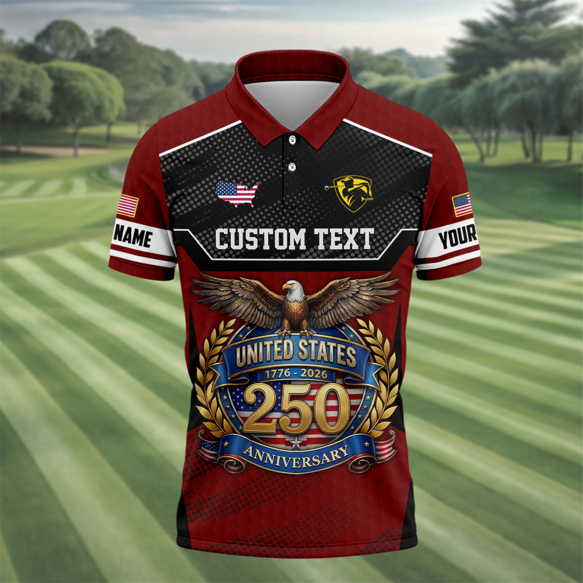 US 250 Anniversary Patriotic 4th Of July Red Golf Shirt, Polo Shirtor Men, Golf Shirts For Men
