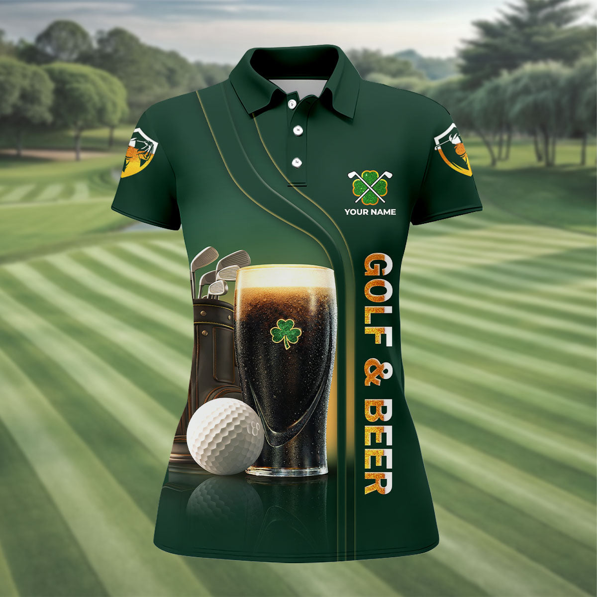Swing Swear Drink Repeat Golf And Beer St Patrick's Day Green Women's Golf Tops, Ladies Golf Polos