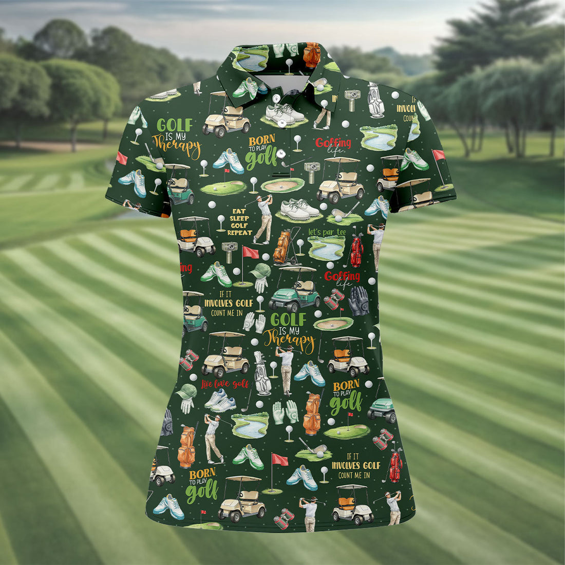 Born To Play Golf Let's Par Tee Green Golf Shirt, Fun Women's Golf Shirts, Ladies Golf Shirts, Golfing Apparel