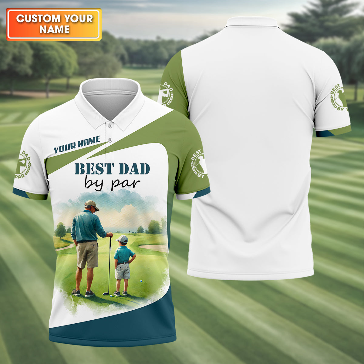 Custom Best Dad By Par Golf Polo ShirtFather And Son Shirt, Gift For Golfers