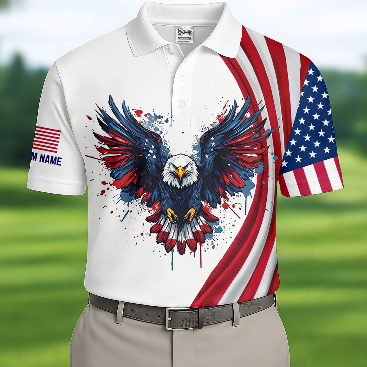 God Bless America 250 Years US Flag Golf Shirt, Patriotic 4th Of July Golf Shirts For Men