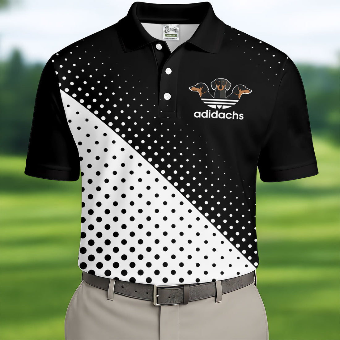 Adidachs Funny Dachshund Black Golf Shirt, Men's Funny Golf Shirts, Polo Shirtor Men