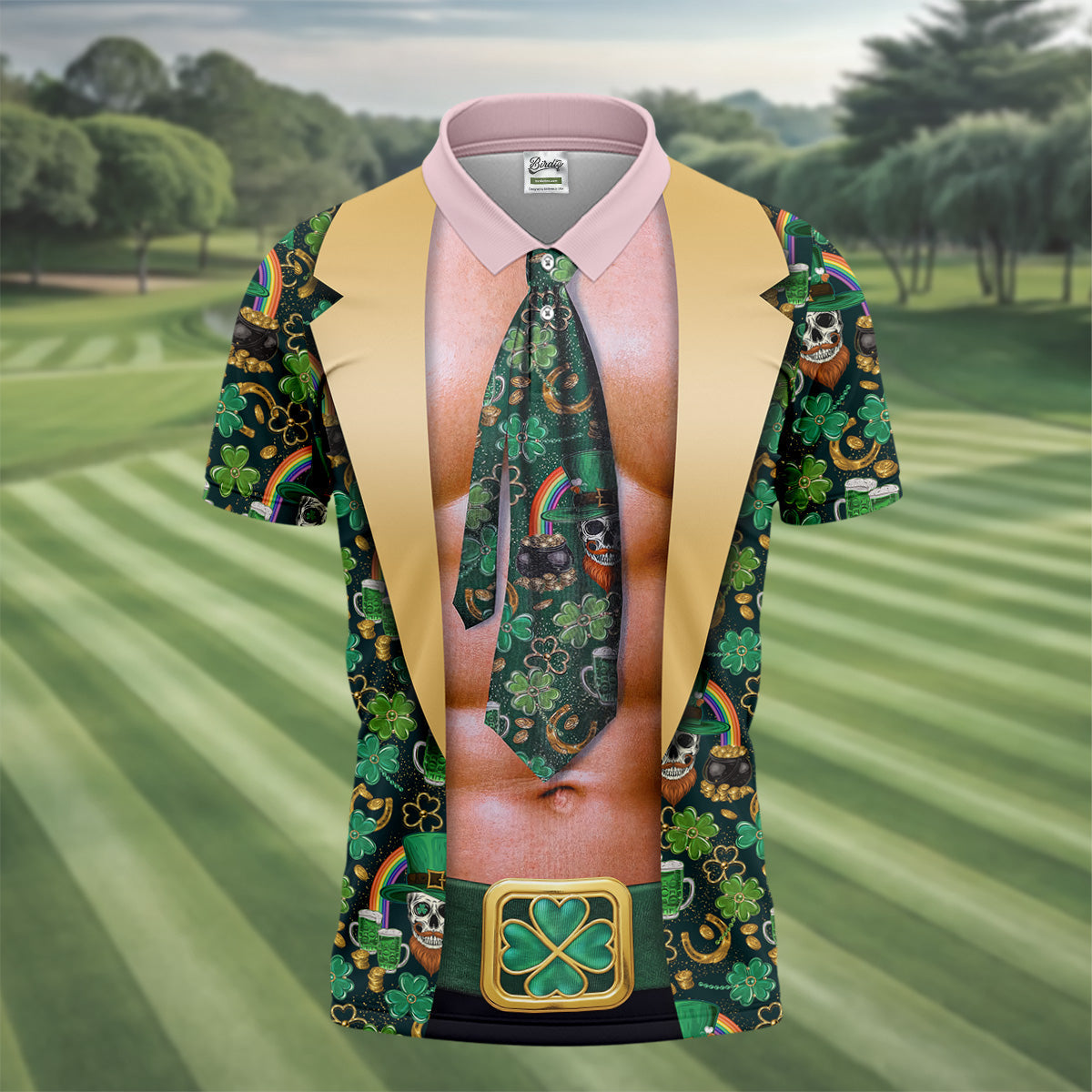 Funny Costume Shamrock St Patrick's Day Golf Shirt, Performance Golf Shirt, Polo ShirtFor Men
