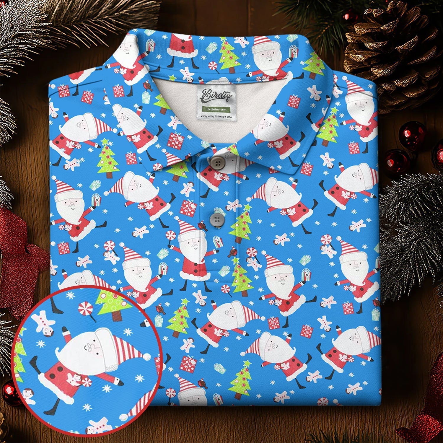 Funny Santa Claus Blue Golf Shirt, Christmas Golf Shirt, Fun Golf Shirts For Men, Golf Gift For Men