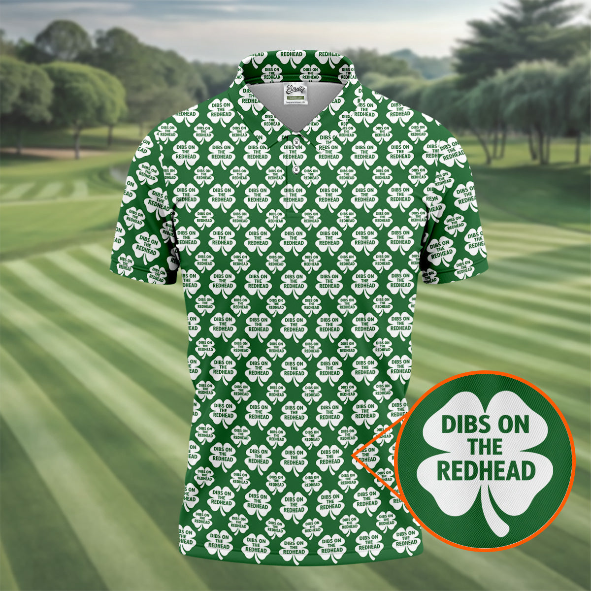 Dibs On The Redhead Lucky Four Leaf Clover St Patrick's Day Golf Shirt, Polo ShirtFor Men, Golf Shirts For Men
