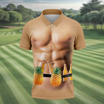 Funny Muscle Man Pineapple Beer Hawaiian Golf Shirt, Polo Shirtor Men, Golfing Apparel