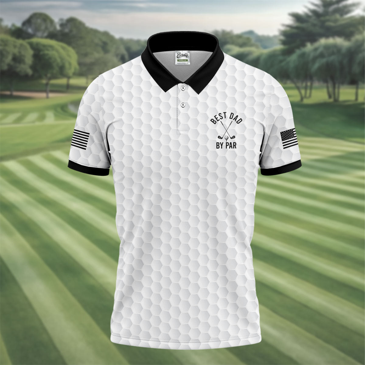 Best Dad By Par US Flag Pattern Father's Day Golf Shirt, Golf Gift For Dad, Polo Shirt Men