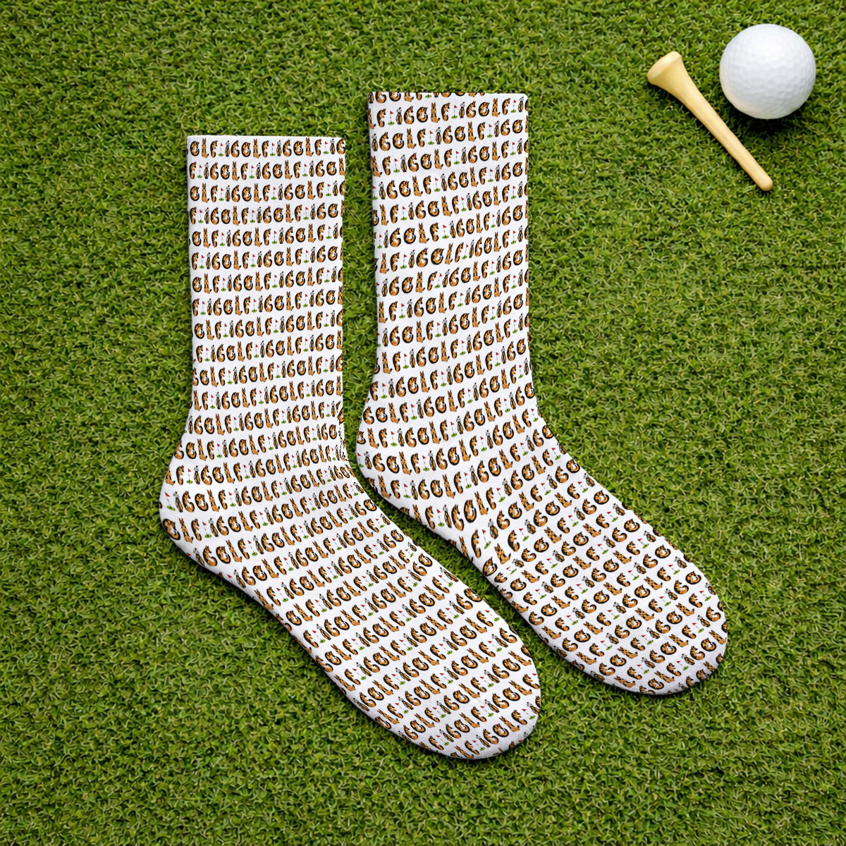 Crazy German Shepherd Pattern Golf Socks, German Dog Golf Sock, Golf Gift For Golfers
