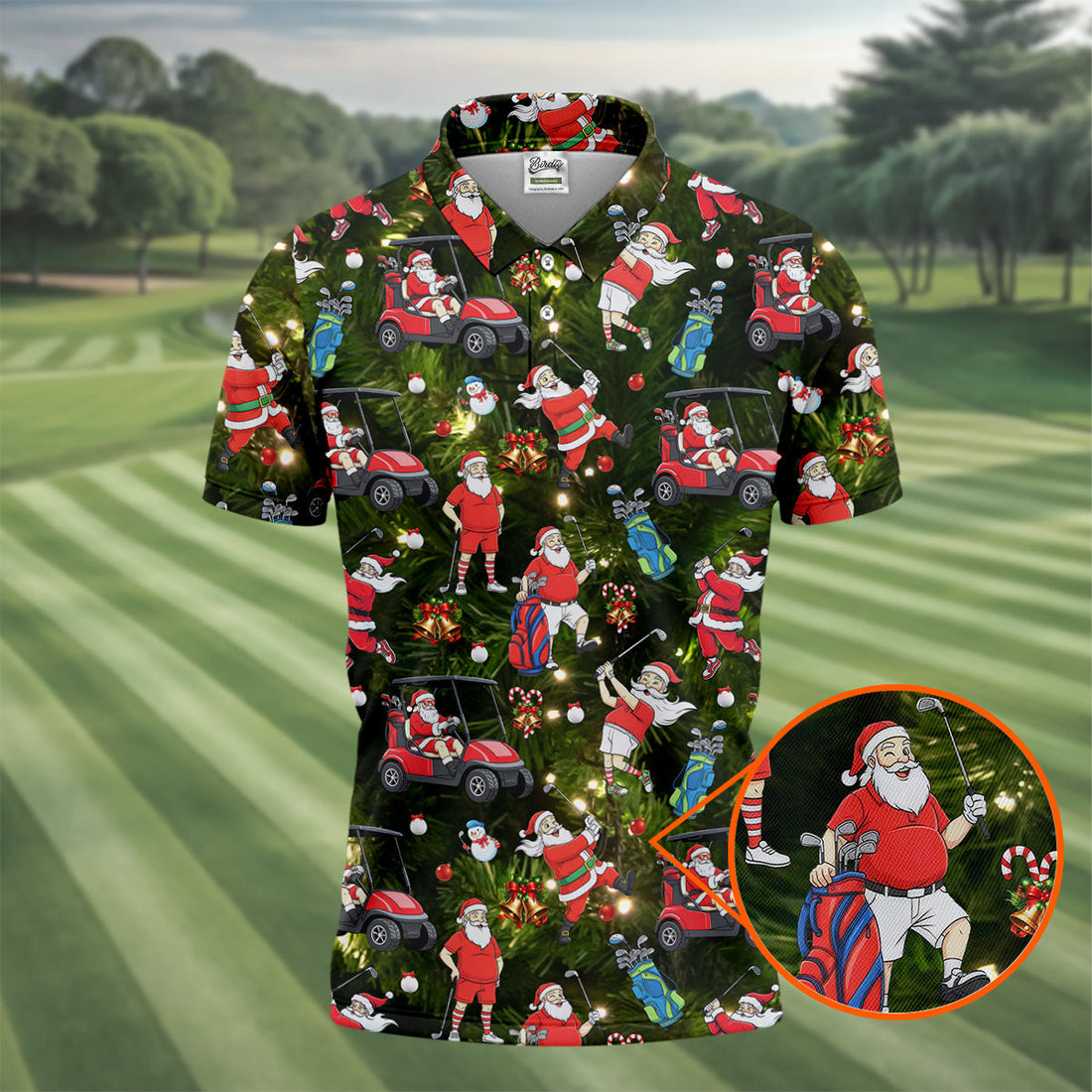 Funny Santa Claus Golf Pose Golf Tops For Men, Polo ShirtFor Men, Christmas Golf Shirt, Mens Golf Gift