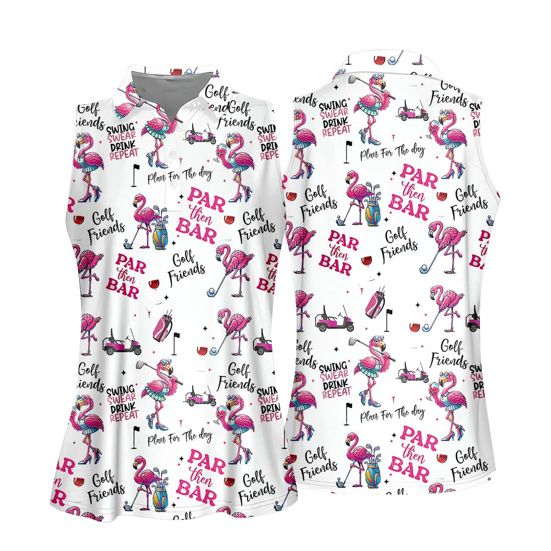 Par Then Bar Flamingo Funny Ladies Golf Polo ShirtCustom Funny Golf Shirt